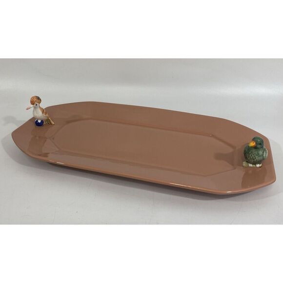 New Anthropologie Loro Bird Ceramic Serving Platter Peach 18” - Picture 2 of 9